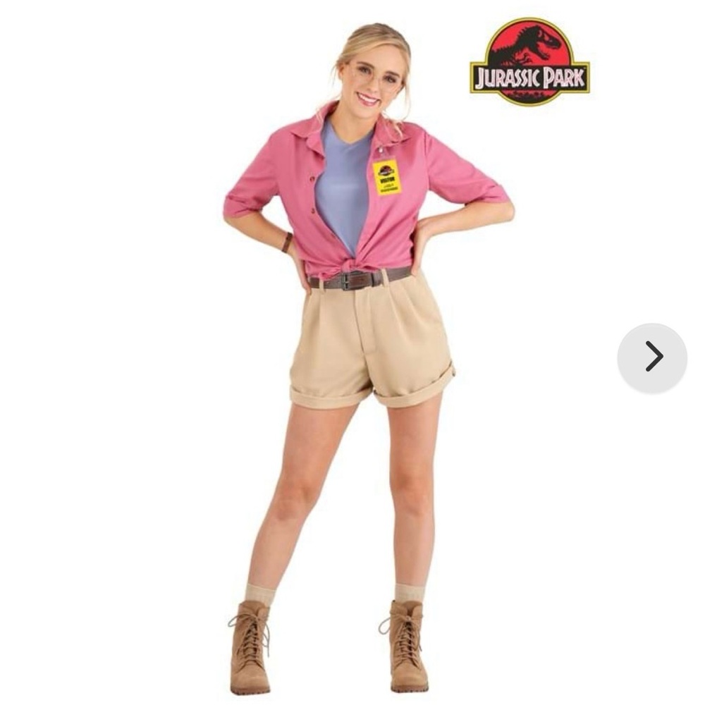 Jurassic Park Pink Shirt and Beige Shorts Costume Dr Ellie Sattler